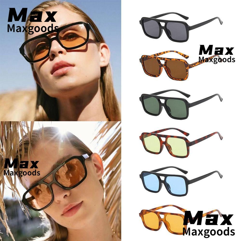 MAXG 70s Square แว่นตากันแดด UV Protection Double Bridge ออกแบบทรง ...