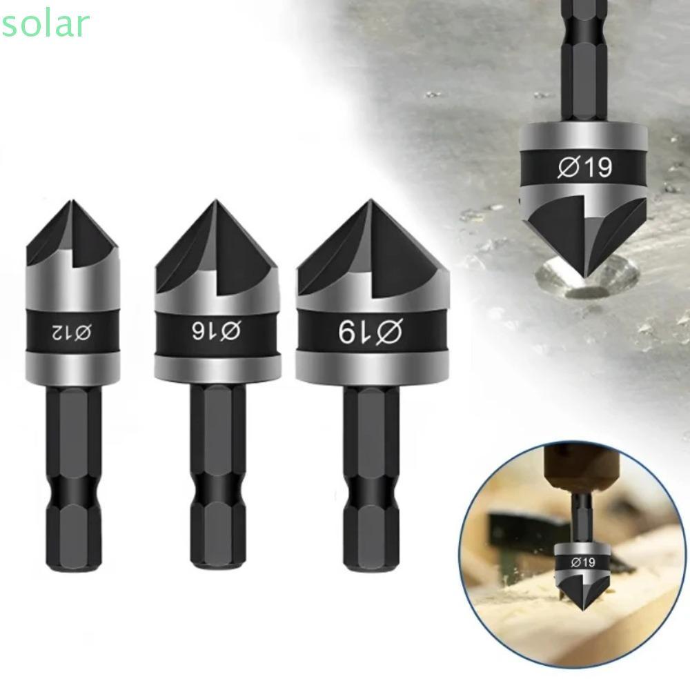 SOLARBUR 3 ชิ้น/1 ชุด Chamfer Counter Sink, 12/16/19 มม.90 องศา ...