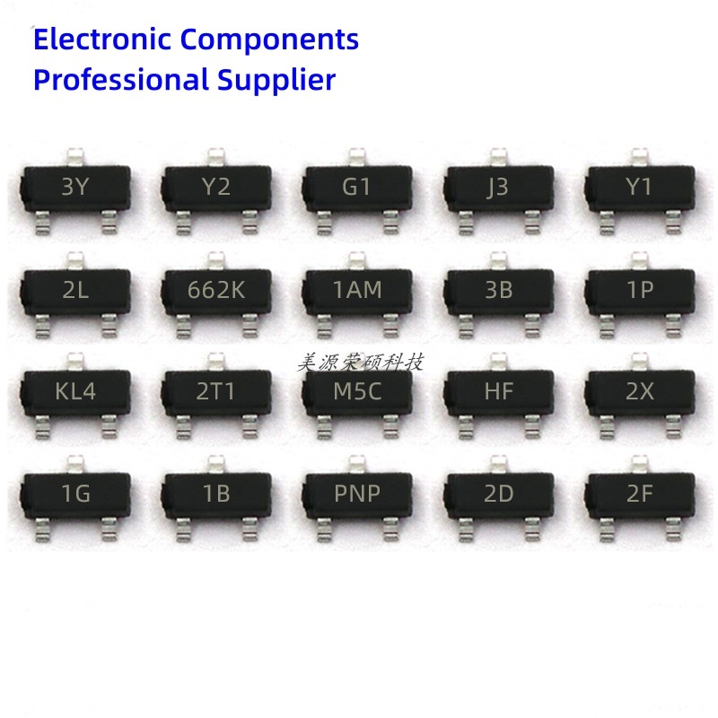 50PCS NPN PNP ทรานซิสเตอร์ SMD S8050 SS8550 S9012 BC856 MMBT3906 2222 ...