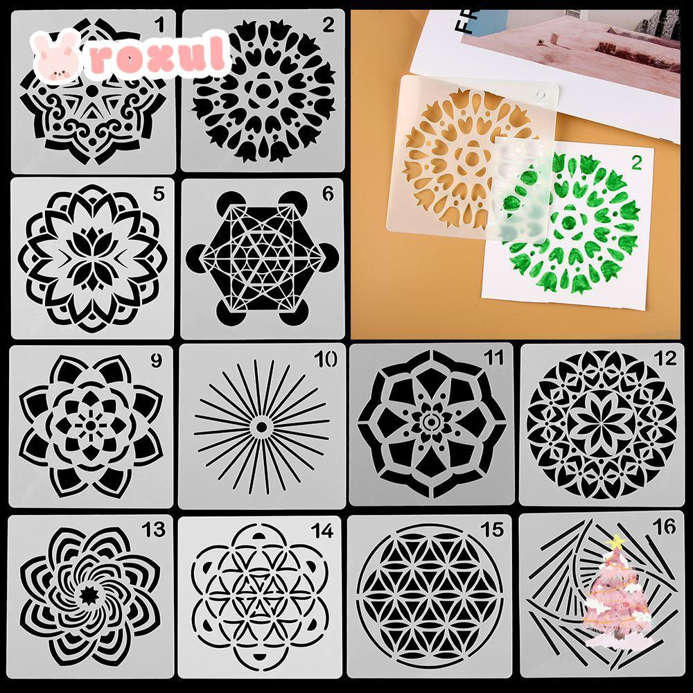 ROXUL Layering Stencils แสตมป์ลายนูนอัลบั้มกระดาษตกแต่งการ์ดแม่แบบภาพ ...