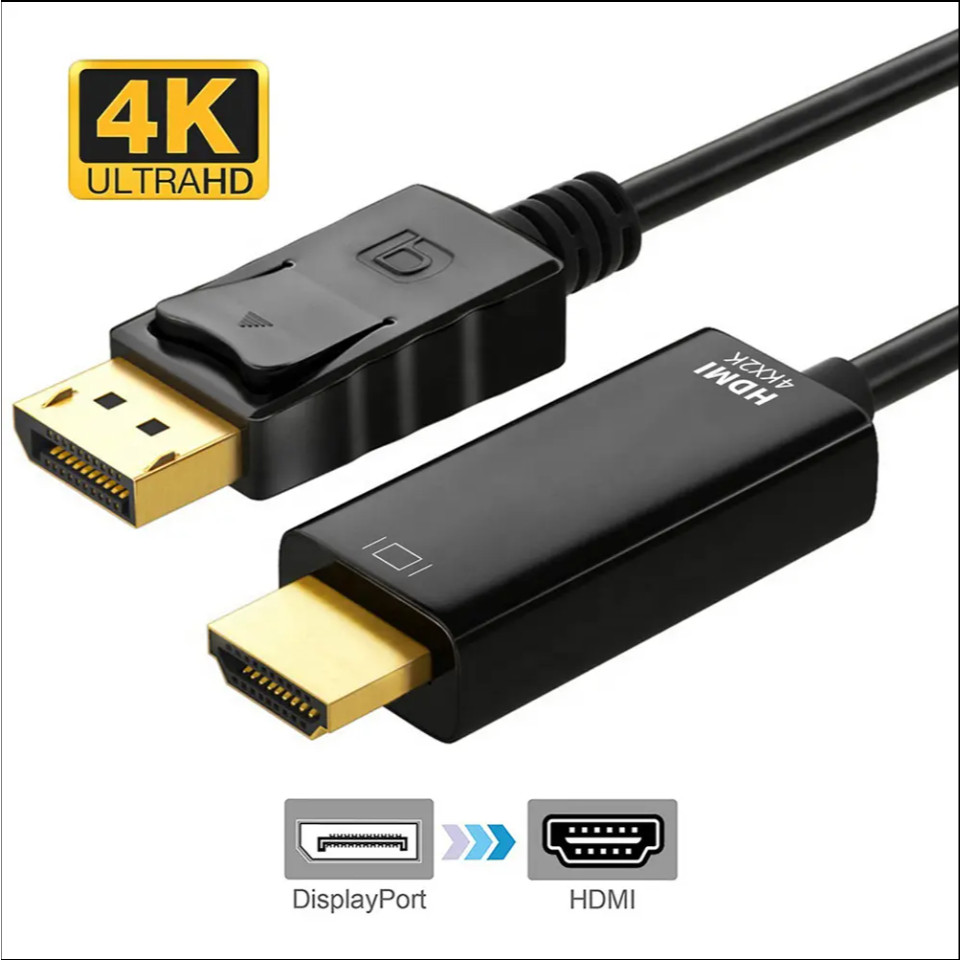 ความเร็วสูง 4K 1.8M Gold Plated DP to HDMI Cable Display Port Male to ...