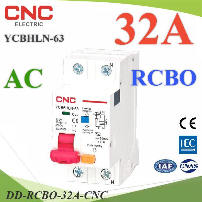 .32A RCBO 2P เบรกเกอร์กันดูด AC L-N 30mA Residual Current Circuit ...