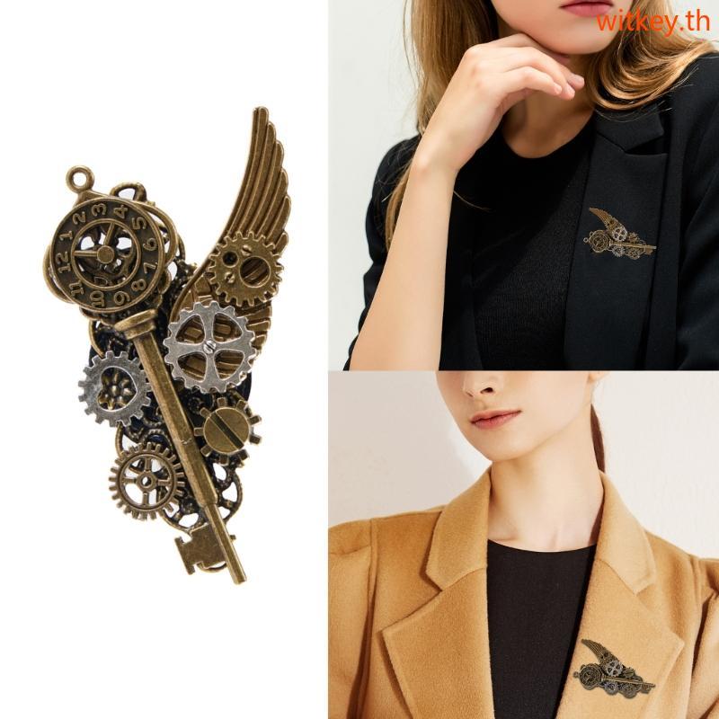 WIT 2-in-1 สTEAMพังค์ Lapel Pin & กิ๊บติดผม เพิ่มความเก๋ให้เสื้อผ้า ...