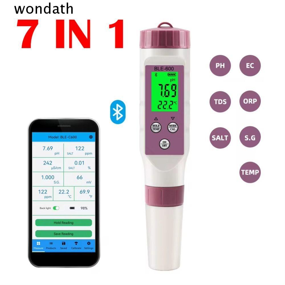 WONDA Temp ORP เครื่องวัด TDS ความเค็ม, บลูทูธ APP ควบคุม 7 in 1 PH ...