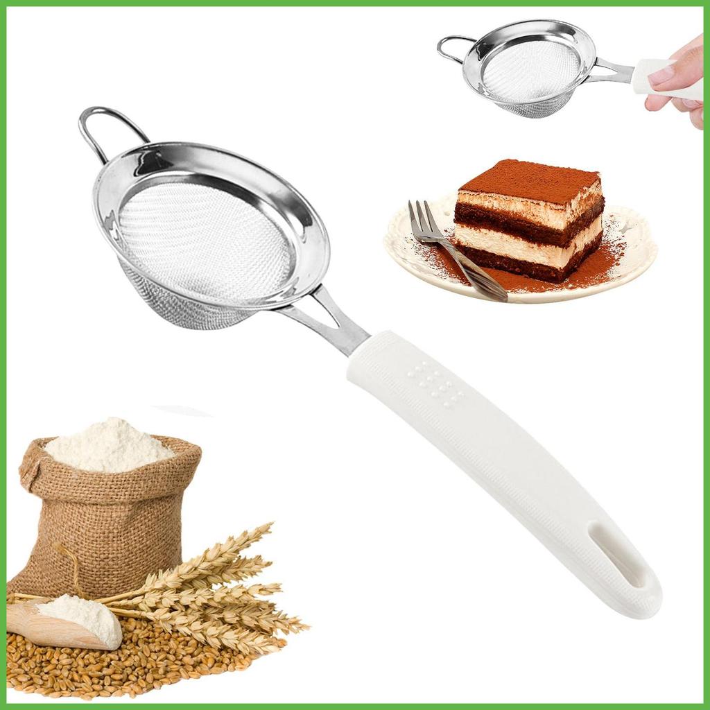 แป้ง Sifter สแตนเลสสองชั้น 30 ตาข่ายโลหะกรอง Baking Sifters สําหรับกรอง ...