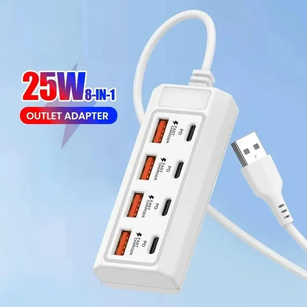 Twitch 8 in 1 USB ซ็อกเก็ตไฟฟ้า 25W Fast Charging ประเภท C Power Outlet ...