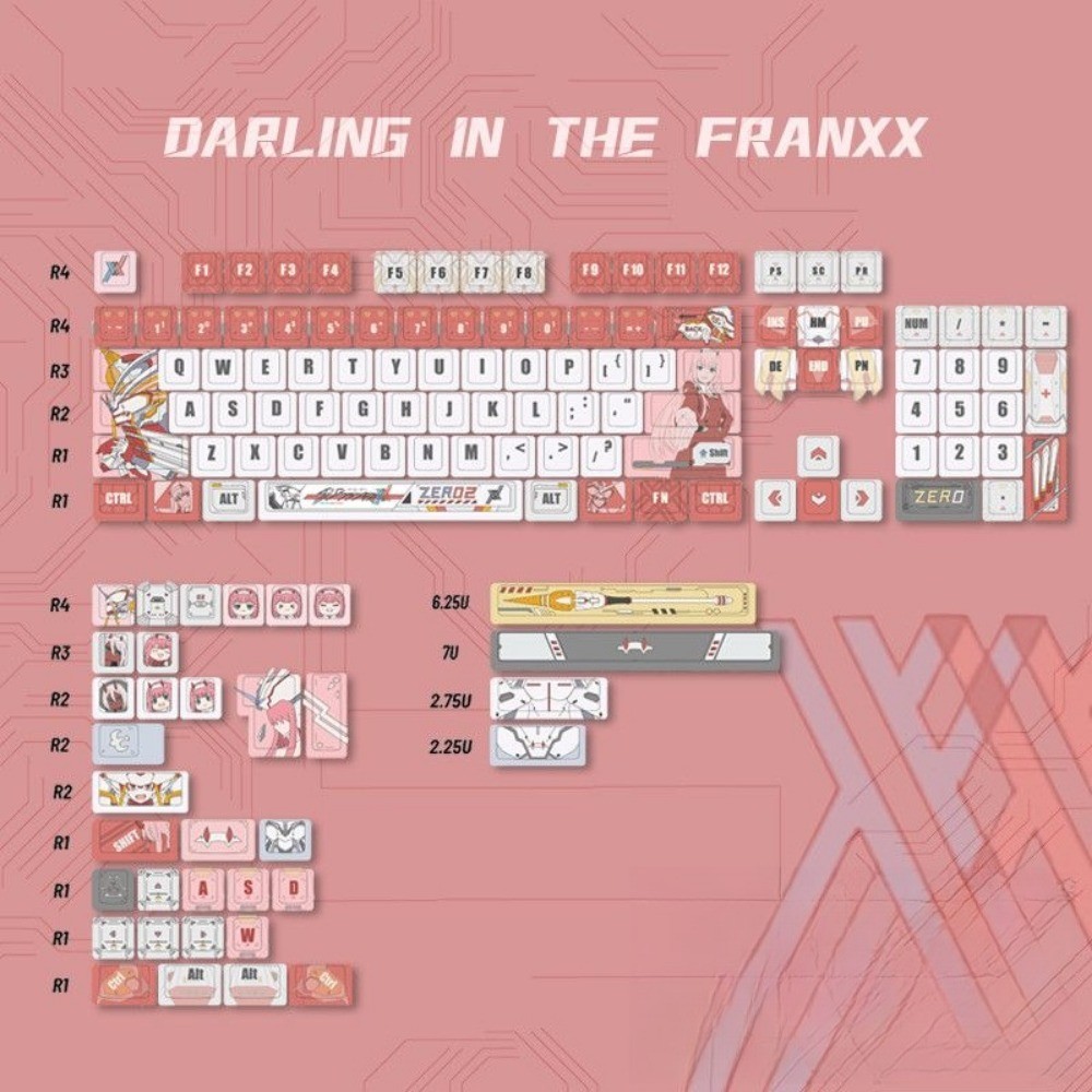 DARLING in the FRANXX Zero Two Keycaps 139 คีย์โปรไฟล์เชอร์รี่ PBT ...