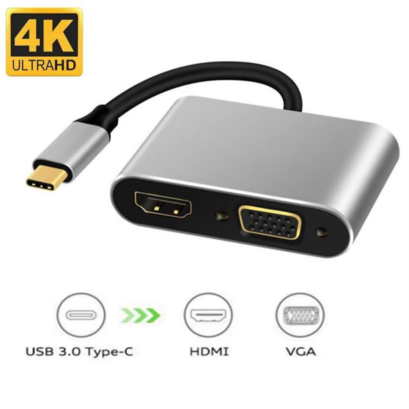 พอร์ต TYPE CUSB HUB 4 in 1 VGA แล็ปท็อป 4K อะแดปเตอร์ HDMI อะแดปเตอร์ ...