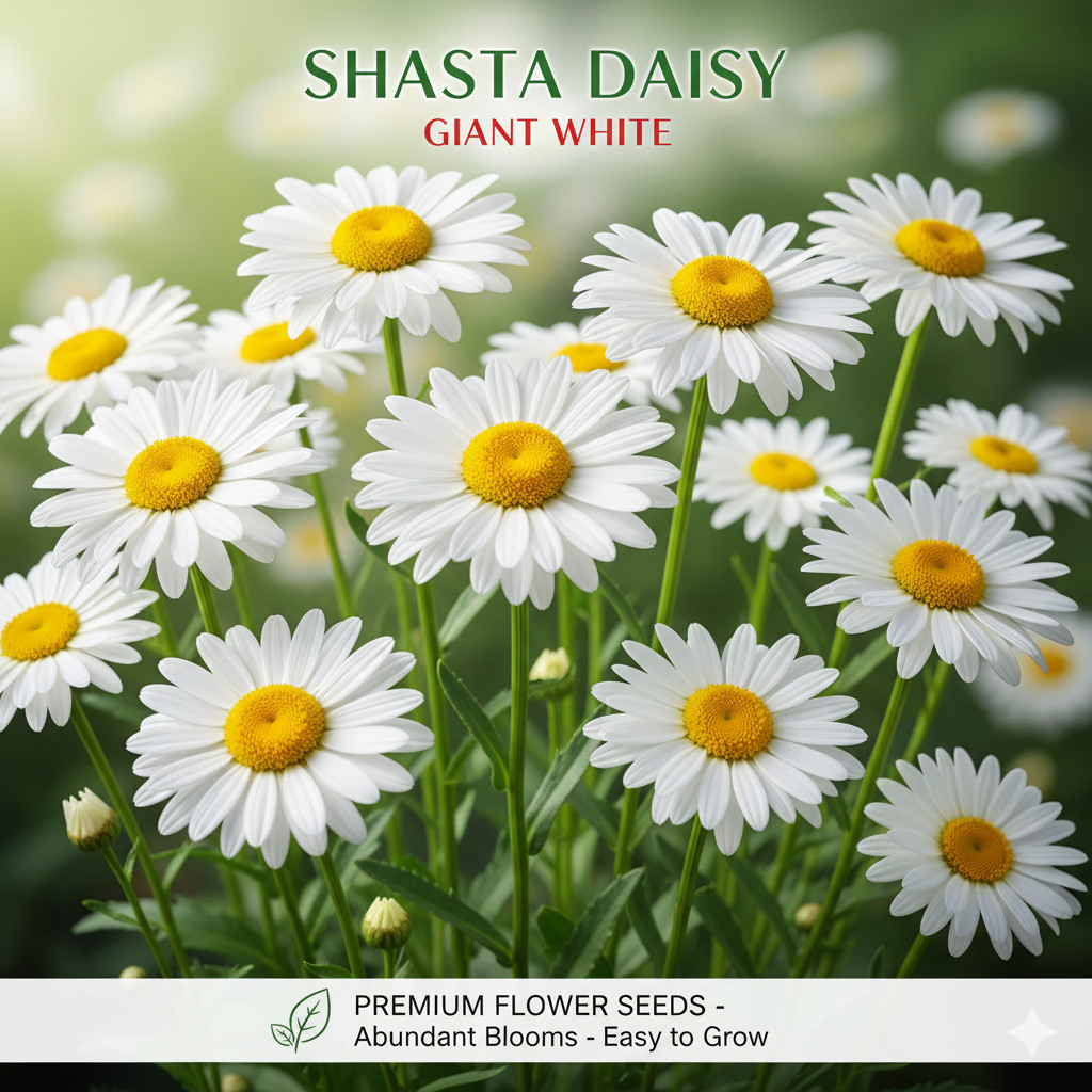 เมล็ดพันธุ์ชาสต้าเดซี่ (Shasta Daisy) ดอกใหญ่สีขาว บรรจุ 500 เมล็ด/ซอง ...