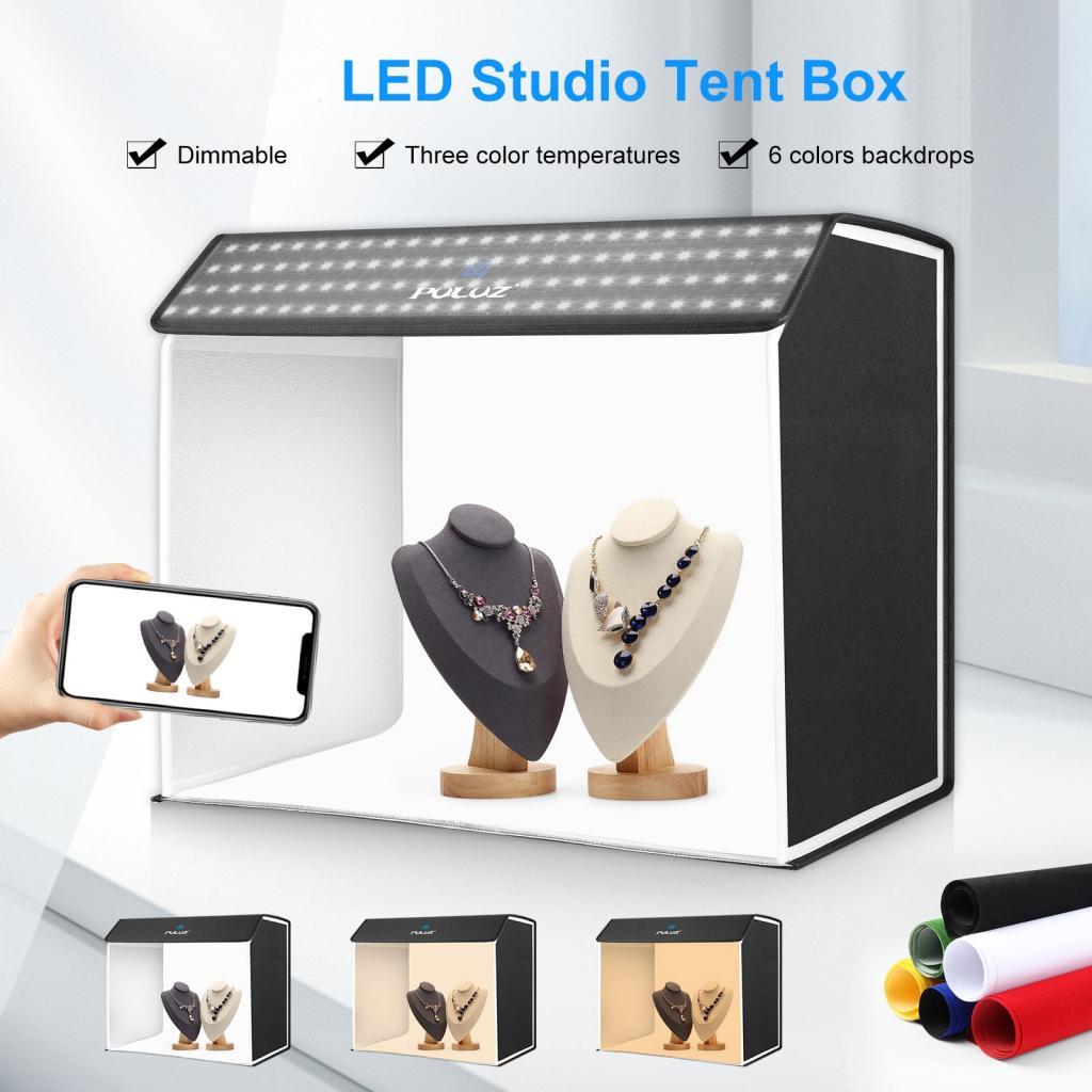 LED Photo Box 3000K ถึง 6500K อุณหภูมิสีคู่ปรับความสว่างแบบพกพาพับได้ ...