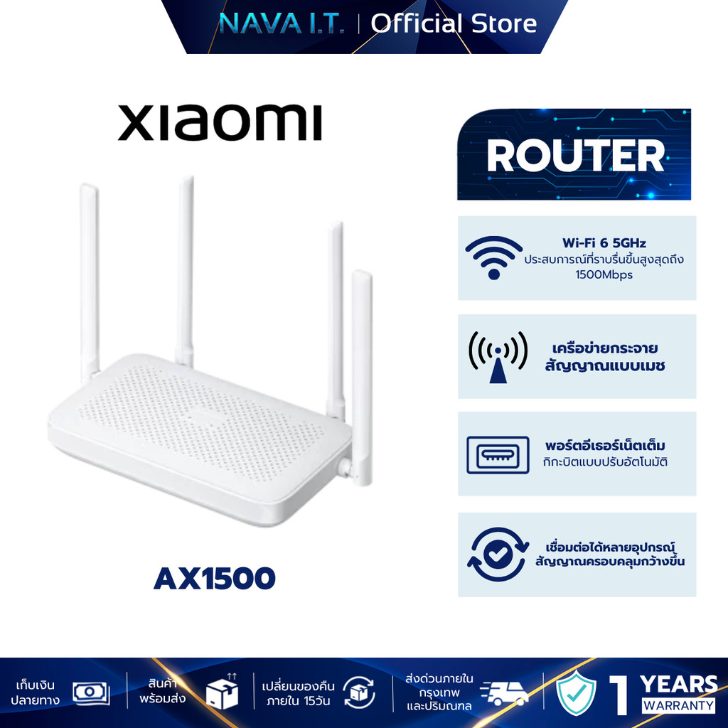 XIAOMI AX1500 EU ROUTER เราเตอร์ Wi-Fi 6 รับประกัน 1 ปี | Shopee Thailand