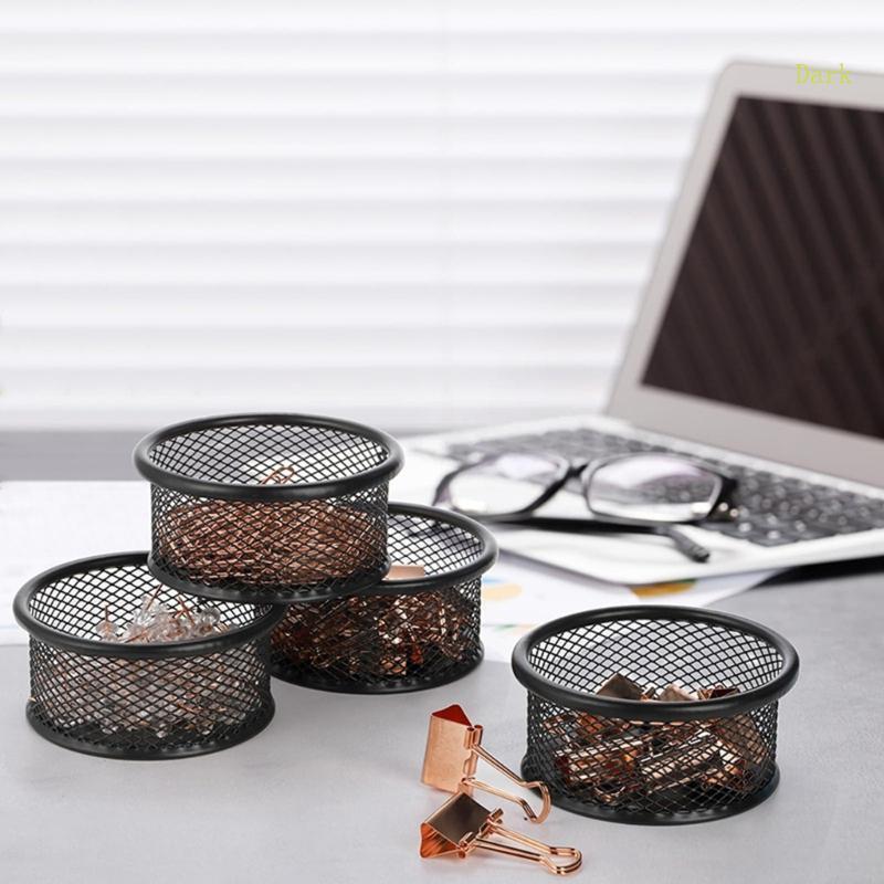 Dark Desktop Pin Desk Organiser Paperclip Storage Box ภาชนะโลหะระบาย ...