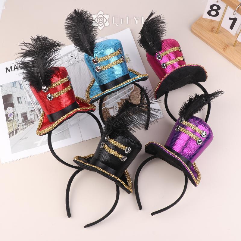 QrhYK หมวกทรงสูง Circus Ringmaster Hair Hoop คอสเพลย์เครื่องแต่งกายผม ...