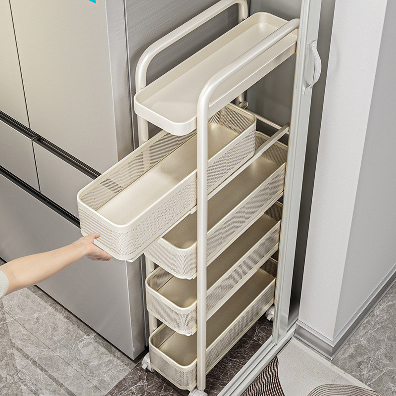 Youqin ห้องครัว Gap Storage Rack ชั้นตู้เย็นหลายชั้นด้านข้างดึงตู้ ...