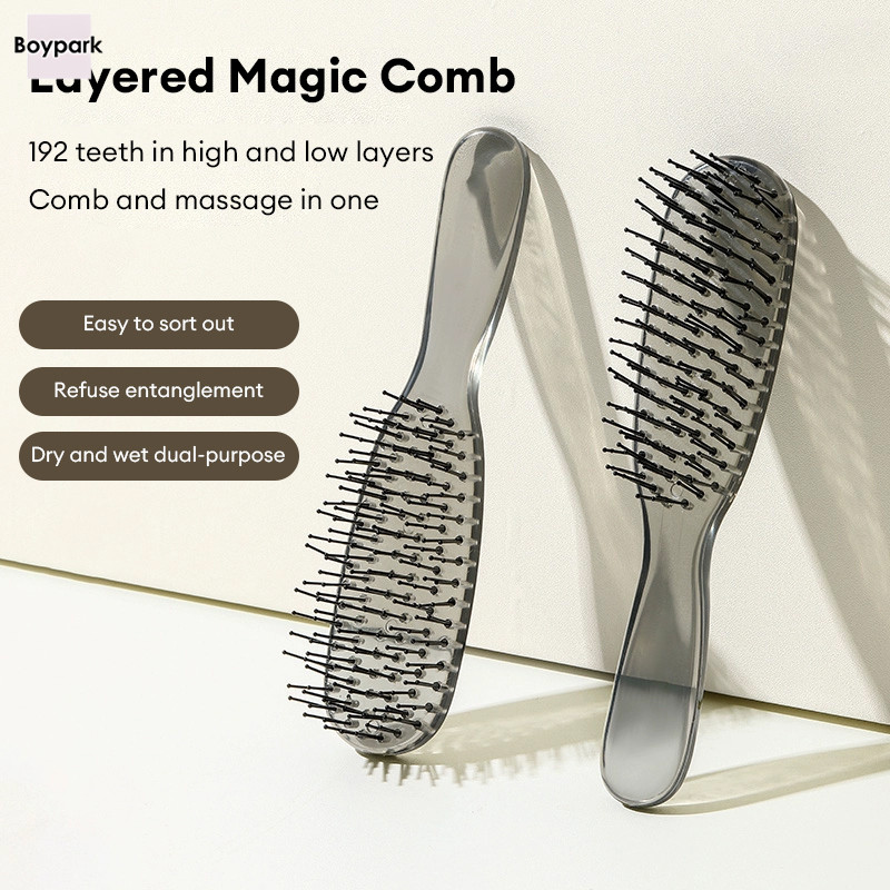 Boypark Layered Magic Comb Wet Dry Dual ใช้หวีนวดหนังศีรษะผมเรียบ ...