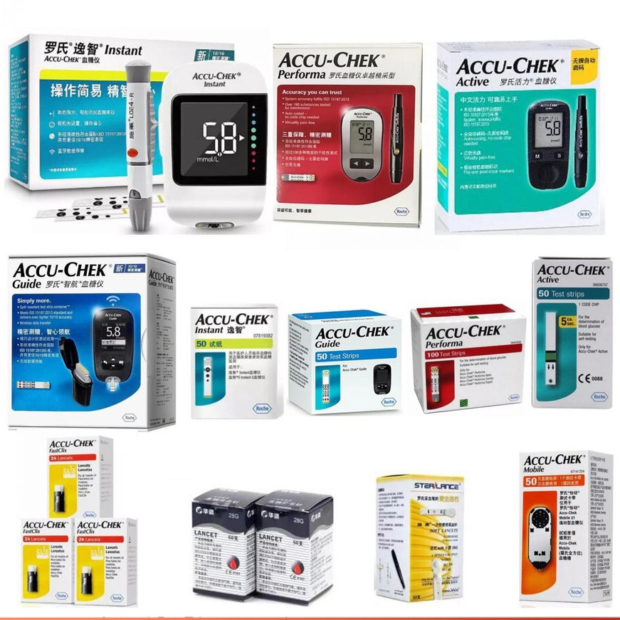 แถบทดสอบ Accu Chek Meter / Performa / Instant / Active / Guide / Mobile ...