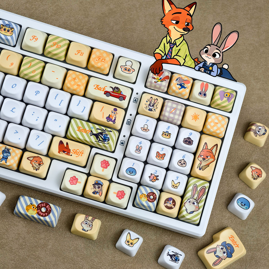 Zootopia Keycaps 130 คีย์ MOA โปรไฟล์ PBT Dye Sublimation Aula F75 F99 ...