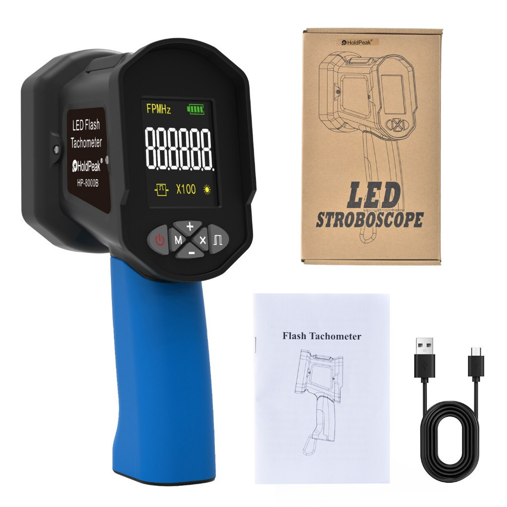 ⭐⭐Digital Handheld Stroboscope HP-8000B, LED Flash Strobe Tachometer ...
