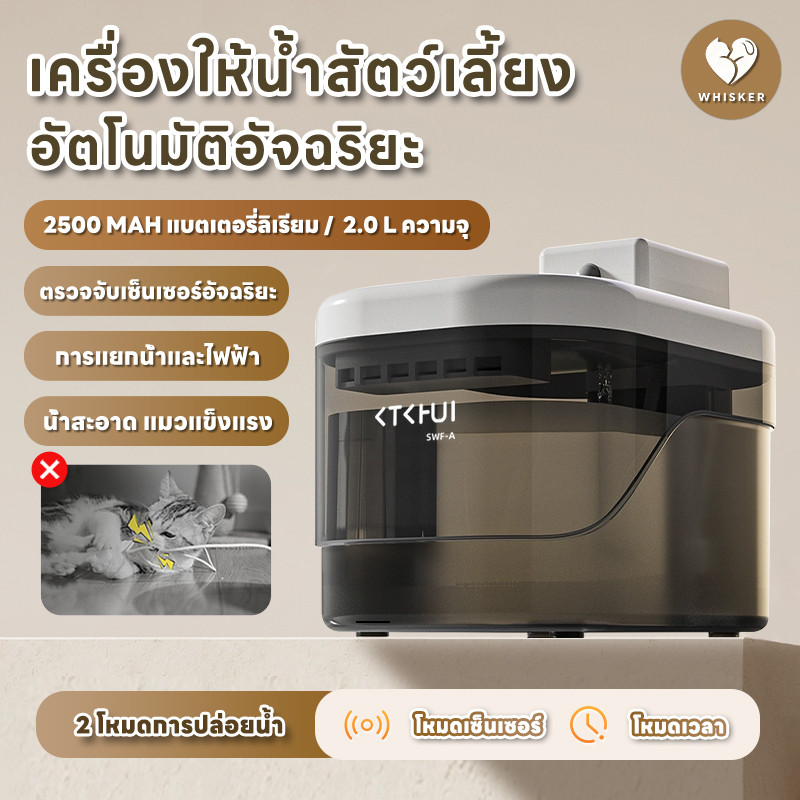 รับประกัน 2 ปี น้ำพุแมวไร้สายอัตโนมัติ เซนเซอร์