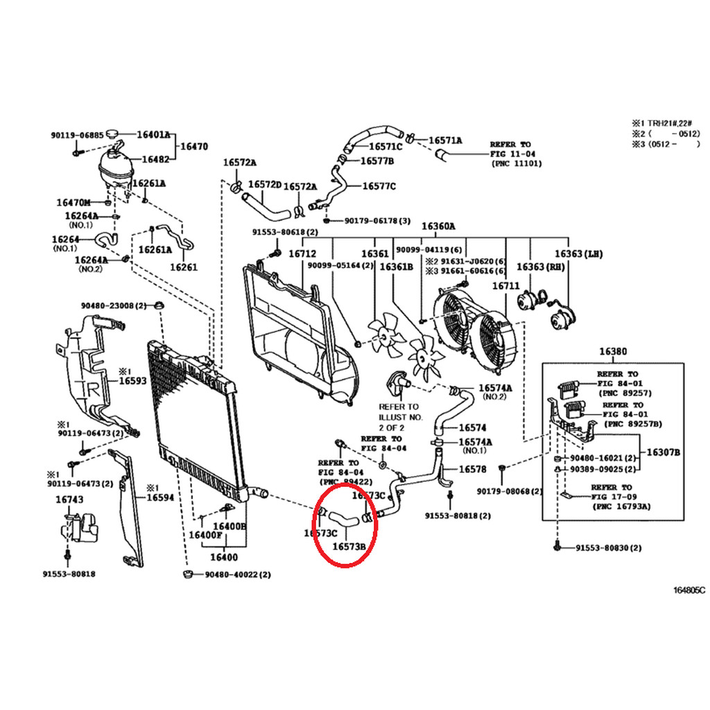 ท่อยางข้างเครื่อง TOYOTA COMMUTER TRH223 2005-2013 1TR 2.0 2TR 2.7 ...