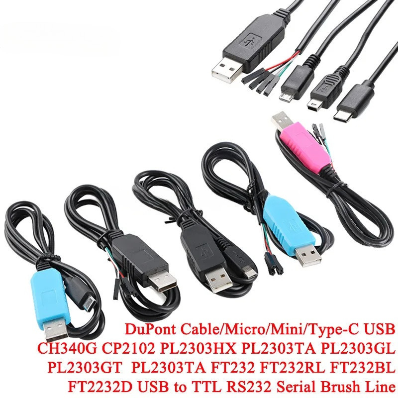 CH340 PL2303 CP2102 FT232 TYPE-C Micro Mini ดาวน์โหลดสาย USB ถึง TTL ...