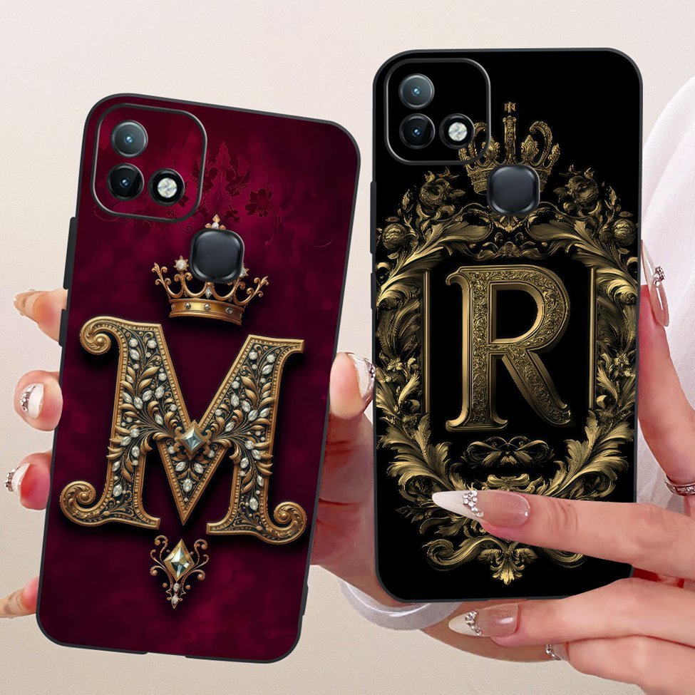 ฝาครอบ Infinix Hot 10i เคสซิลิโคนหรูหรา Crown AZ ตัวอักษร 2D รูปแบบแบน ...