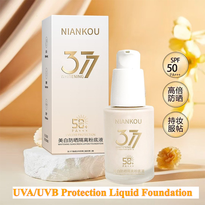 NIANKOU 377 Whitening Spf50+ PA+++ UVA UVB Protection Liquid Foundation ...