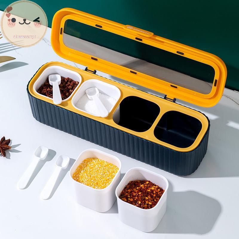 Chee 4 In 1 กล่องเครื่องปรุงรสพร้อมช้อนขวดเครื่องเทศ Multipartment ...