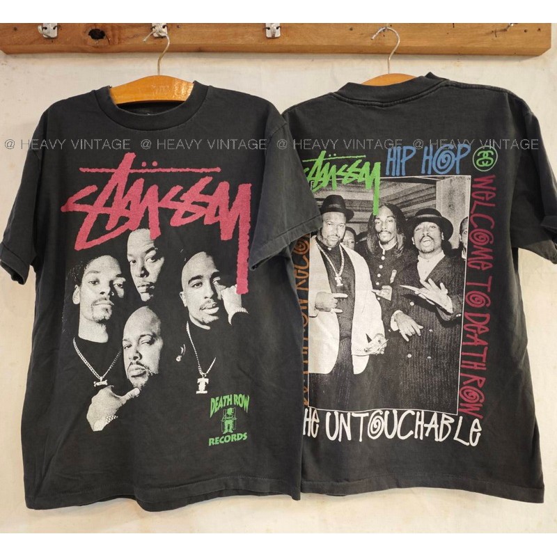 Stüssy DEATH ROW RECORDS Bio Washed เสื้อวินเทจ เสื้อสตรีท HipHop
