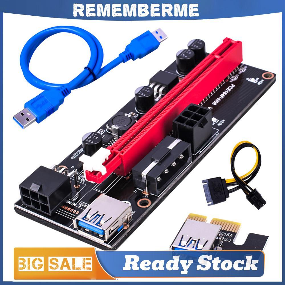 Ver009S PCI-e Riser การ์ด PCI Express 1X ถึง 16X อะแดปเตอร์ USB 3.0 สาย ...