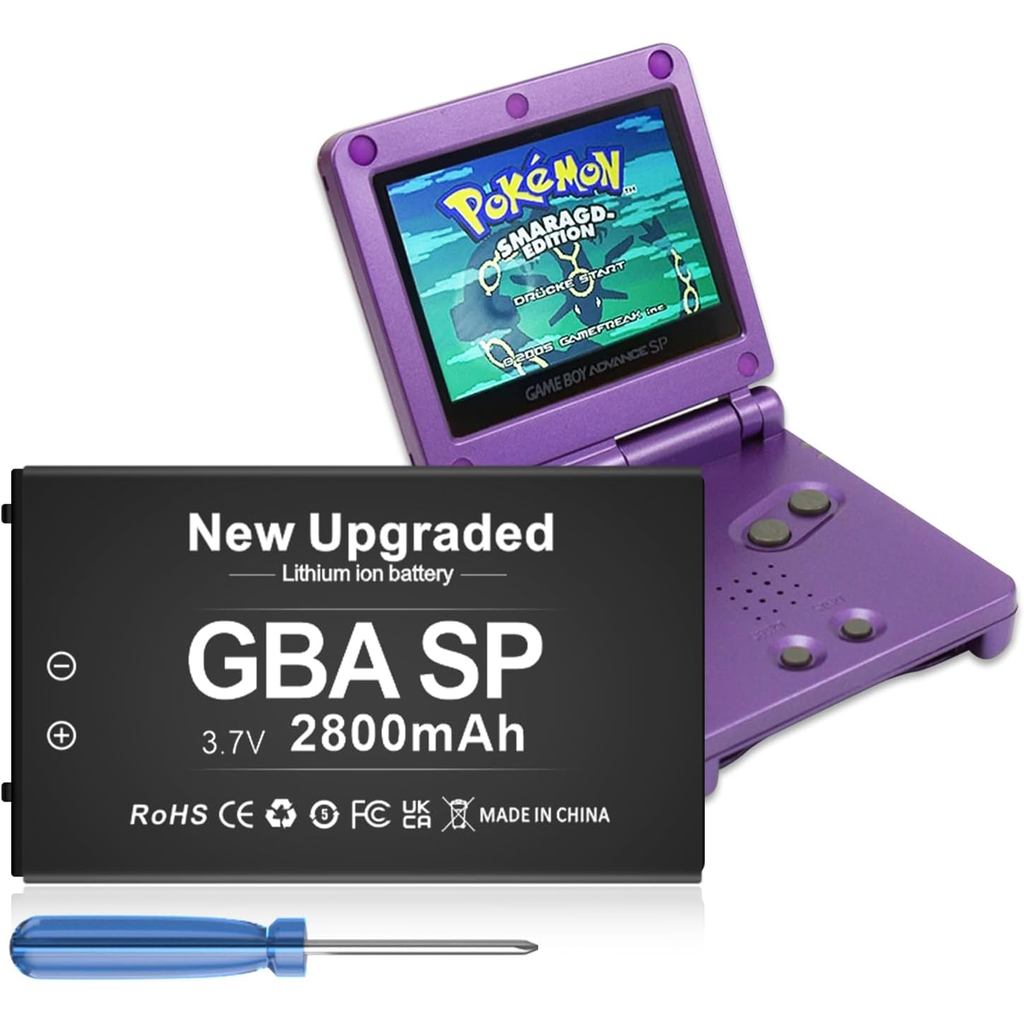 SHENMZ GBA Sp แบตเตอรี่อัพเกรด (2800mAh) แบตเตอรี่ลิเธียมไอออนแบบชาร์จ ...