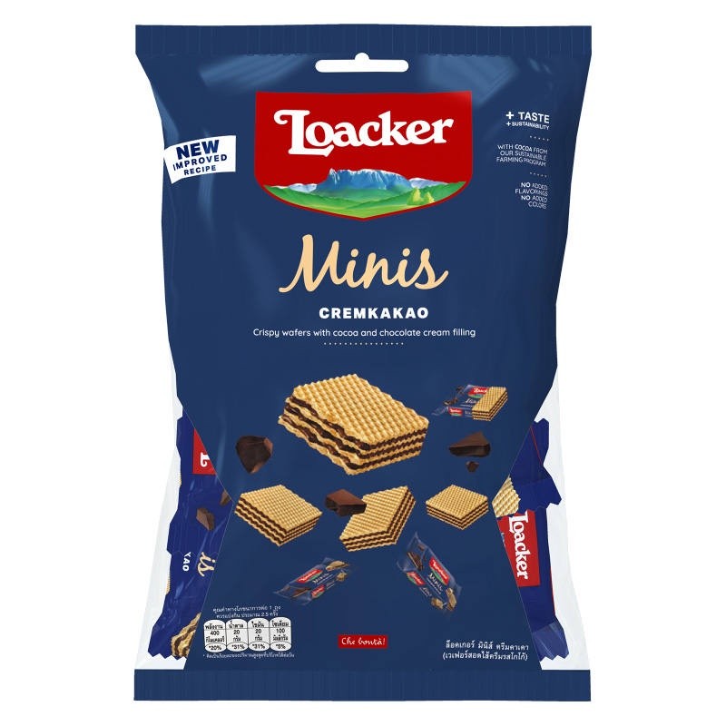 Loacker Minis Cacao Wafer 80g. ล็อกเกอร์มินิครีมโกโก้เวเฟอร์ 80กรัม ...