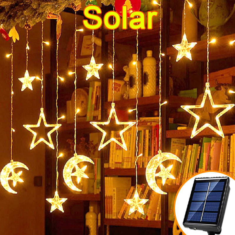 Ligyetor Moon Star Curtain Lights ไฟ LED String Light สําหรับ Christmas ...
