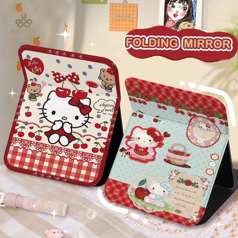 HELINYUE น่ารัก Sanrio Hello Kitty กระจกพับกระจกแต่งหน้ากระจกความงาม ...