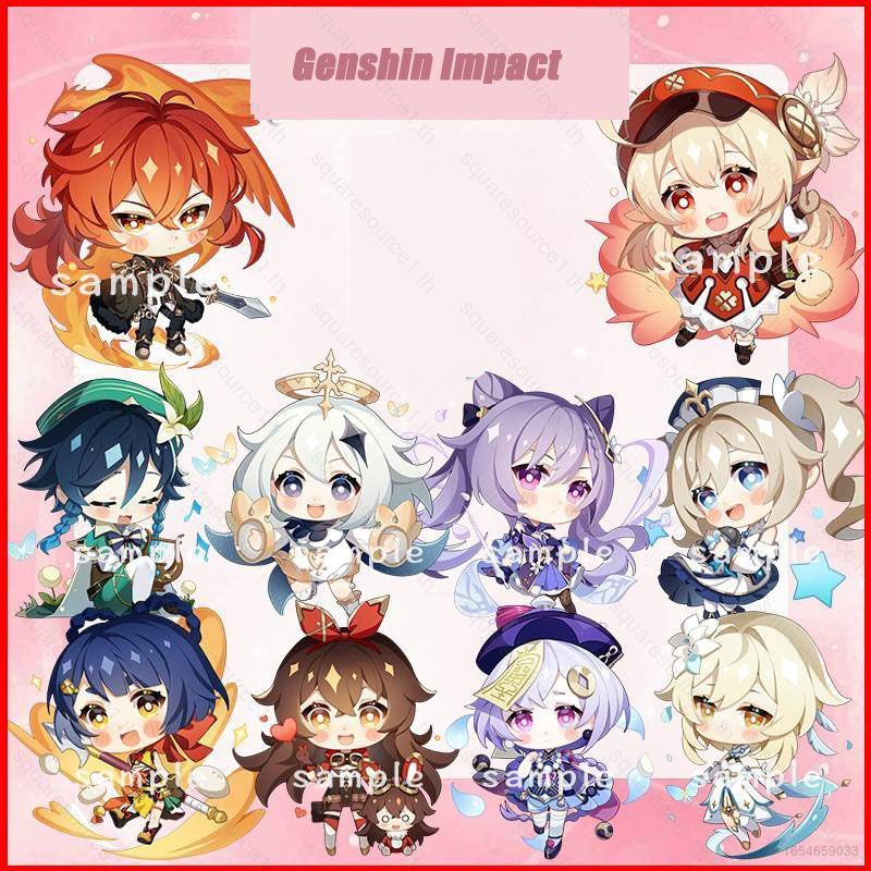 SQ1 Genshin Impact พวงกุญแจอะคริลิค Amber Paimon Barbatos Keqing Klee ...