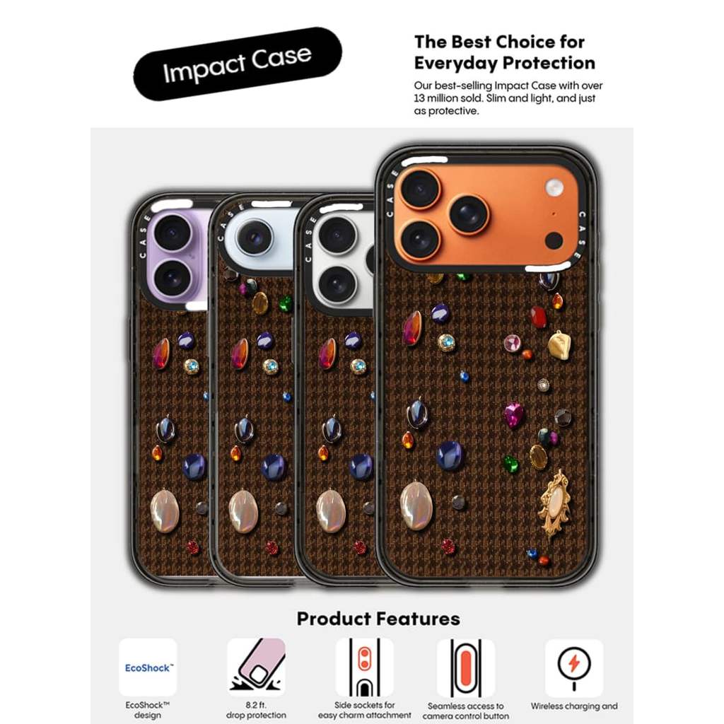 CASECASE X อัญมณีถักขอบสีดําล้าง Hard Magnetic Vacuum Impact Case ...