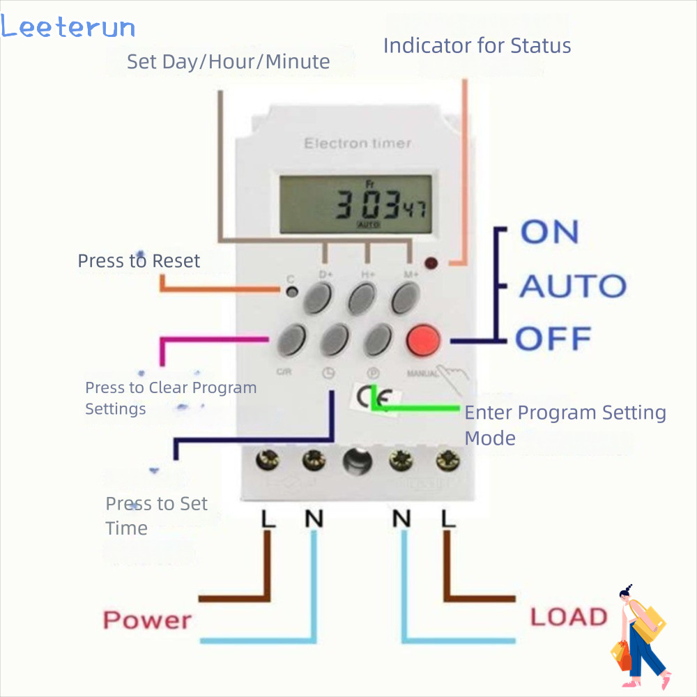 LEETERUN Digital Timer, 110V 12V Timer Switch, Portable 25A LED Display ...