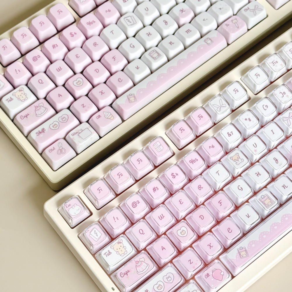 Rococo นมพุดดิ้ง Keycaps KDA โปรไฟล์ 120 คีย์ PBT PC Porcelain Texture ...