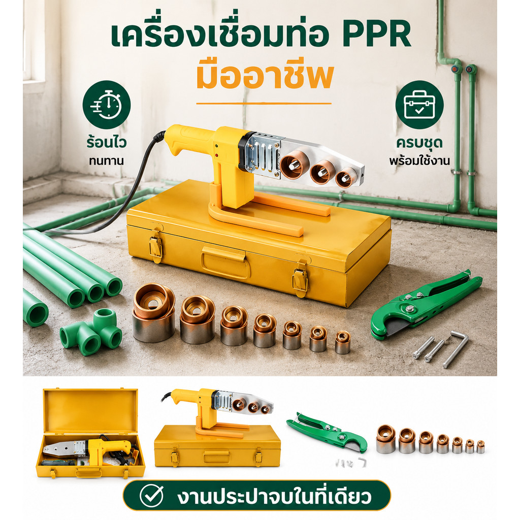 เครื่องเชื่อมท่อสำหรับงานเดลี 1000W-1800W เครื่องเชื่อมท่อ PPR, PE, PB ...