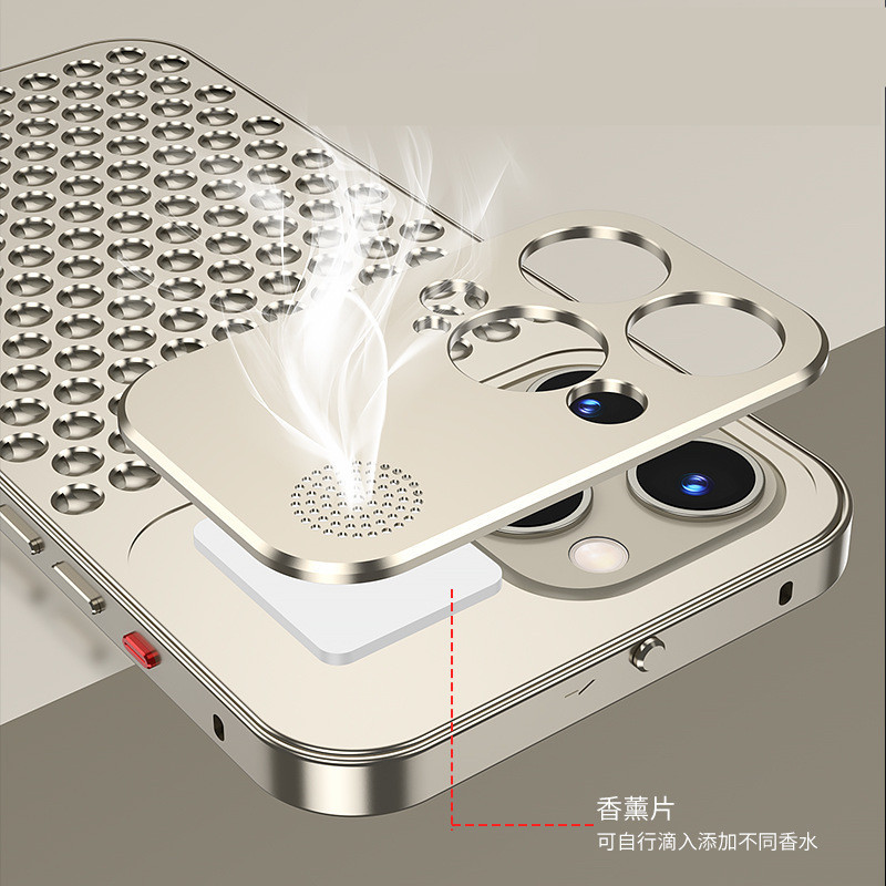 โลหะ Cooling Hollow อลูมิเนียมเคสโทรศัพท์สําหรับ iPhone 17 16 15 14 13 ...