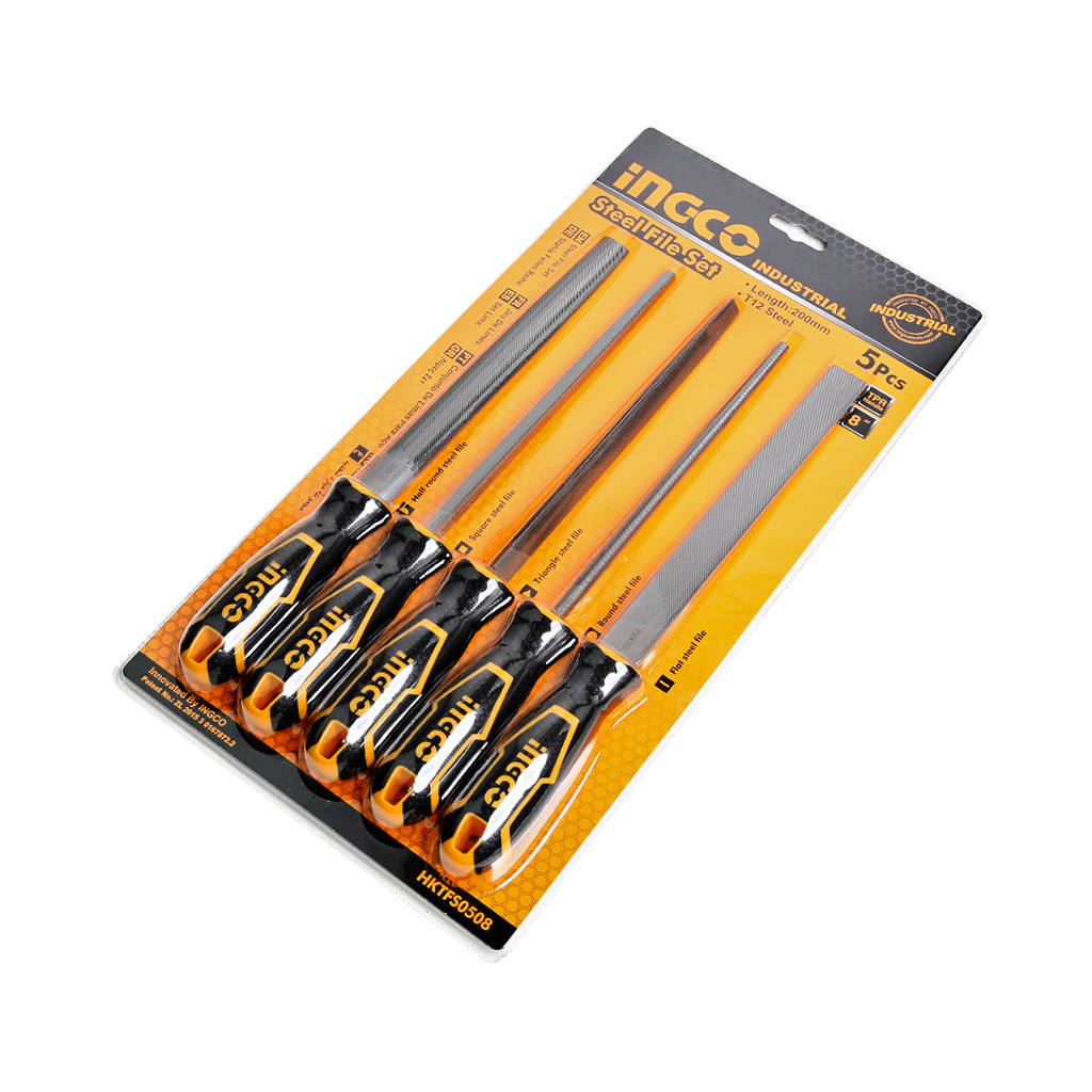 INGCO HKTFS0508 ชุดตะไบ 8" (200MM) 5 5PCS STEEL FILE SET INCH (อิงโก้)