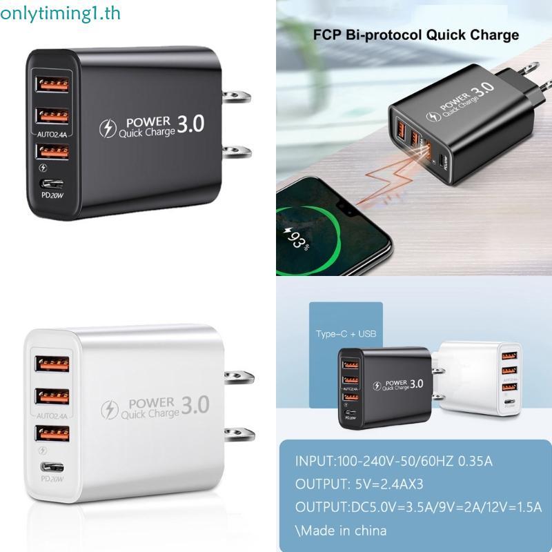 Onlytiming USB Wall ชาร์จ 4 พอร์ต Fast USB USB C ชาร์จบล็อกสถานีชาร์จ ...