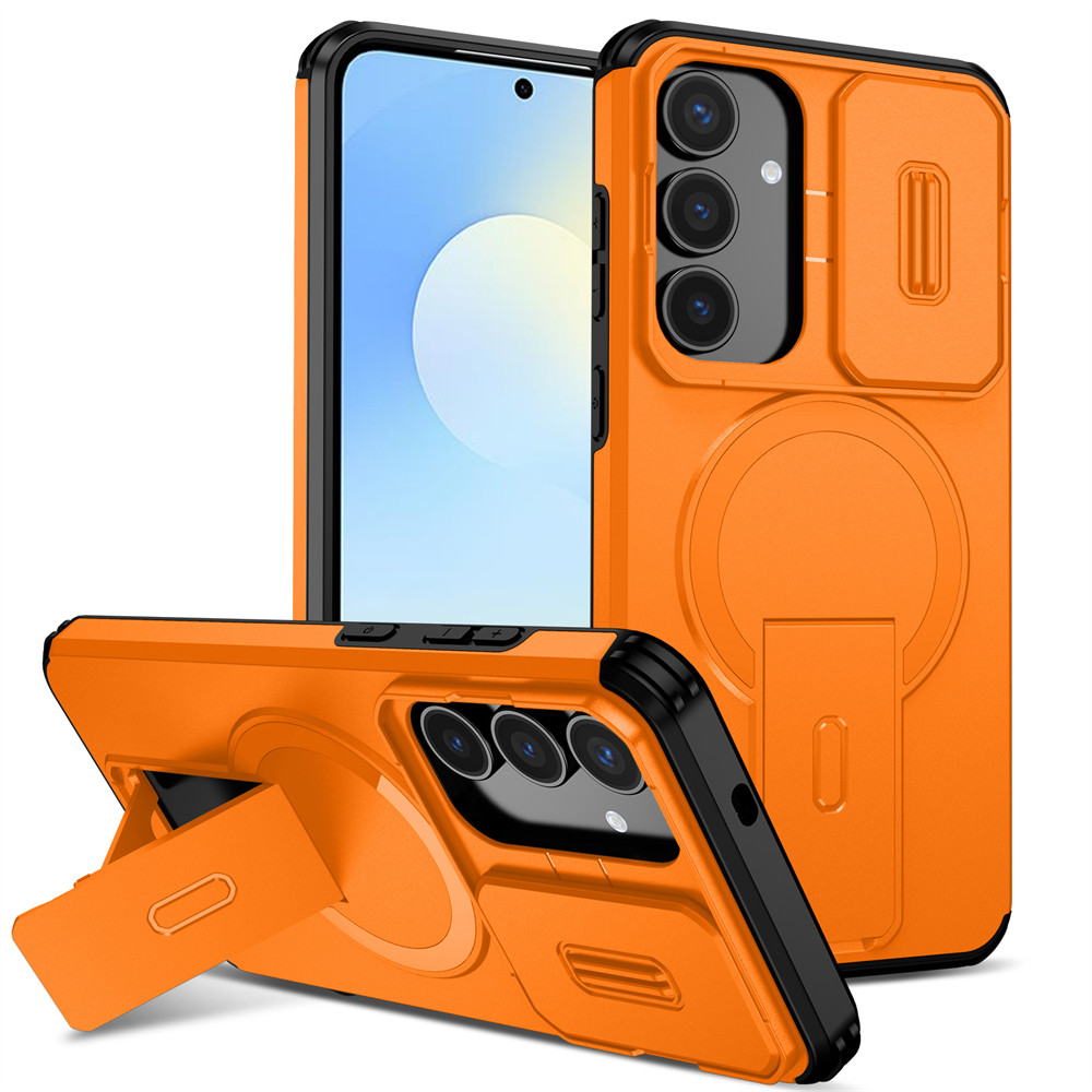 SAMSUNG Case พร้อมฝาครอบกล้องเคสโทรศัพท์สําหรับSamsung Galaxy A27 A57 A37 A17 A56 A36 A26 A16 A55 A35 A25 A15 5G 4G ซัมซุง ผู้ถือขาตั้งปลอกแม่เหล็กกันกระแทกป้องกัน