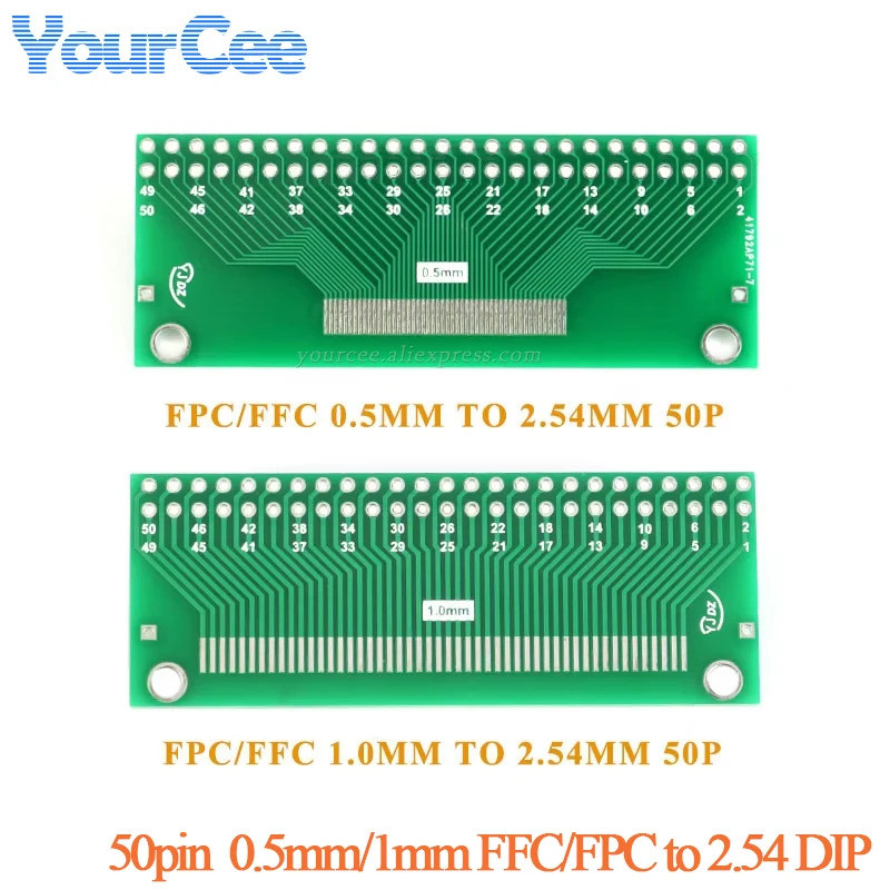 10 Stück FFC/FPC-zu-DIP-Adapterplatine – 50 P, 0,5 Mm / 1,0 Mm Pitch, 2,54 Mm DIP, Für TFT LCD, SMD-Converter