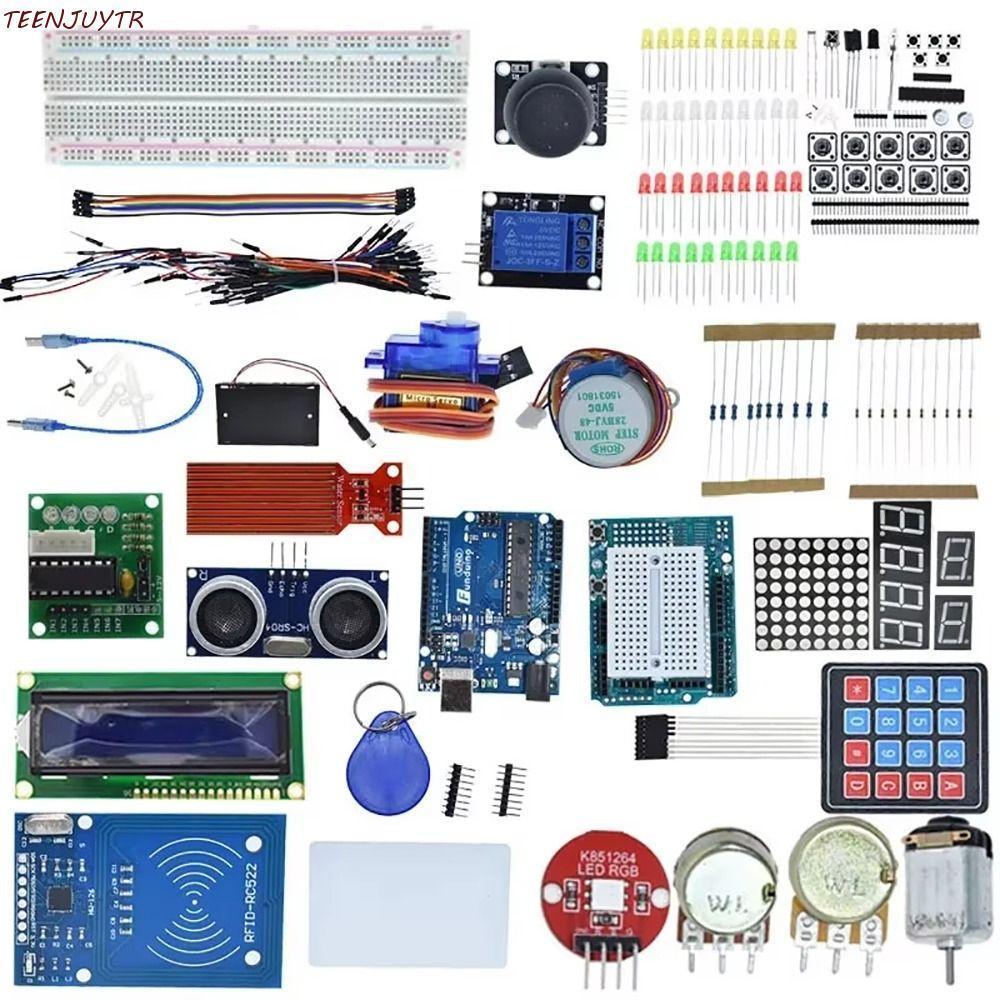 TEENJUYTR Starter Kit สําหรับ Arduino Uno R3, F5 ไฟ LED RFID Red Board ...