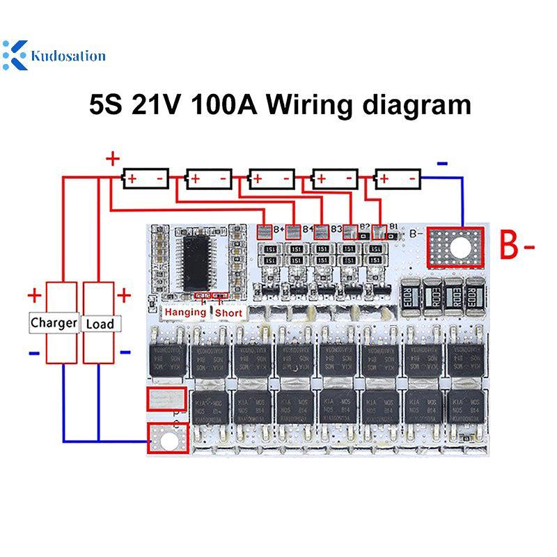 Kudosion 3s/4s/5s Bms 12v 16.8v 21v 3.7v 100a Li-ion Lmo Ternary ...