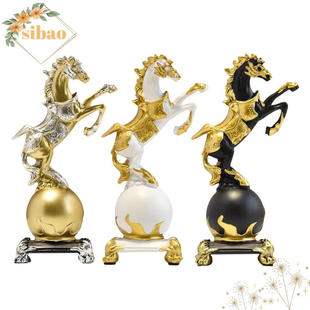 SIBAO รูปปั้นม้าเฟิงซุยโชคลาภ เรซิ่นขนาดเล็ก ดึงดูดทรัพย์สิน...