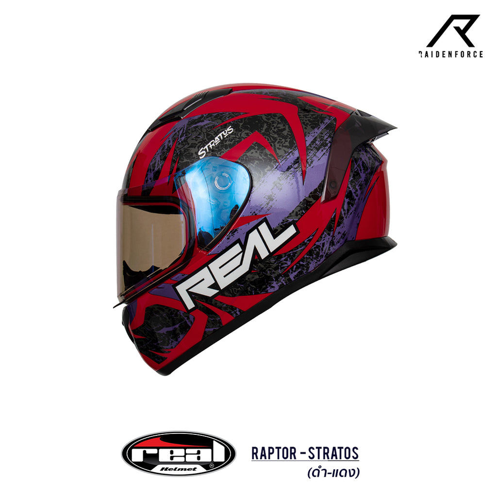 หมวกกันน็อค REAL Helmet Raptor Stratos ดำ-แดง | Shopee Thailand