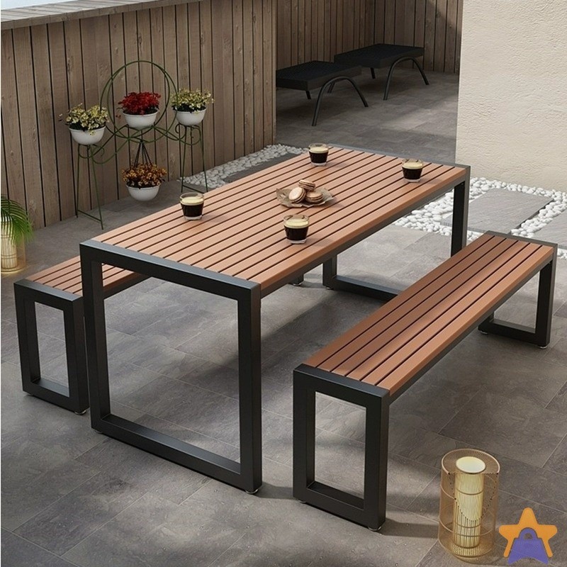 Terrace tables and chairs Outdoor long tables and chairs Iron art ...
