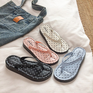 go🚚đế sandal quai hậu gót 3.5 cm họa tiết chấm siêu dễ thương phong cách Hàn Quốc tối giản phù hợp đi biển thoải mái chống trượt thời trang dễ phối hợp A-092